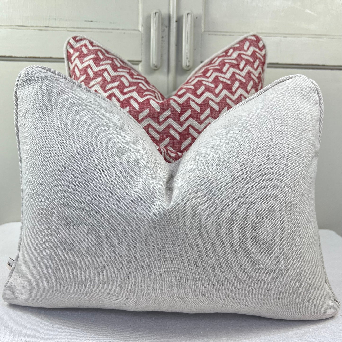 Cushions Made In Fermoie Chiltern Luxury Designer Decorative Neutral Red Linen Cushion Pillow Throw Cover