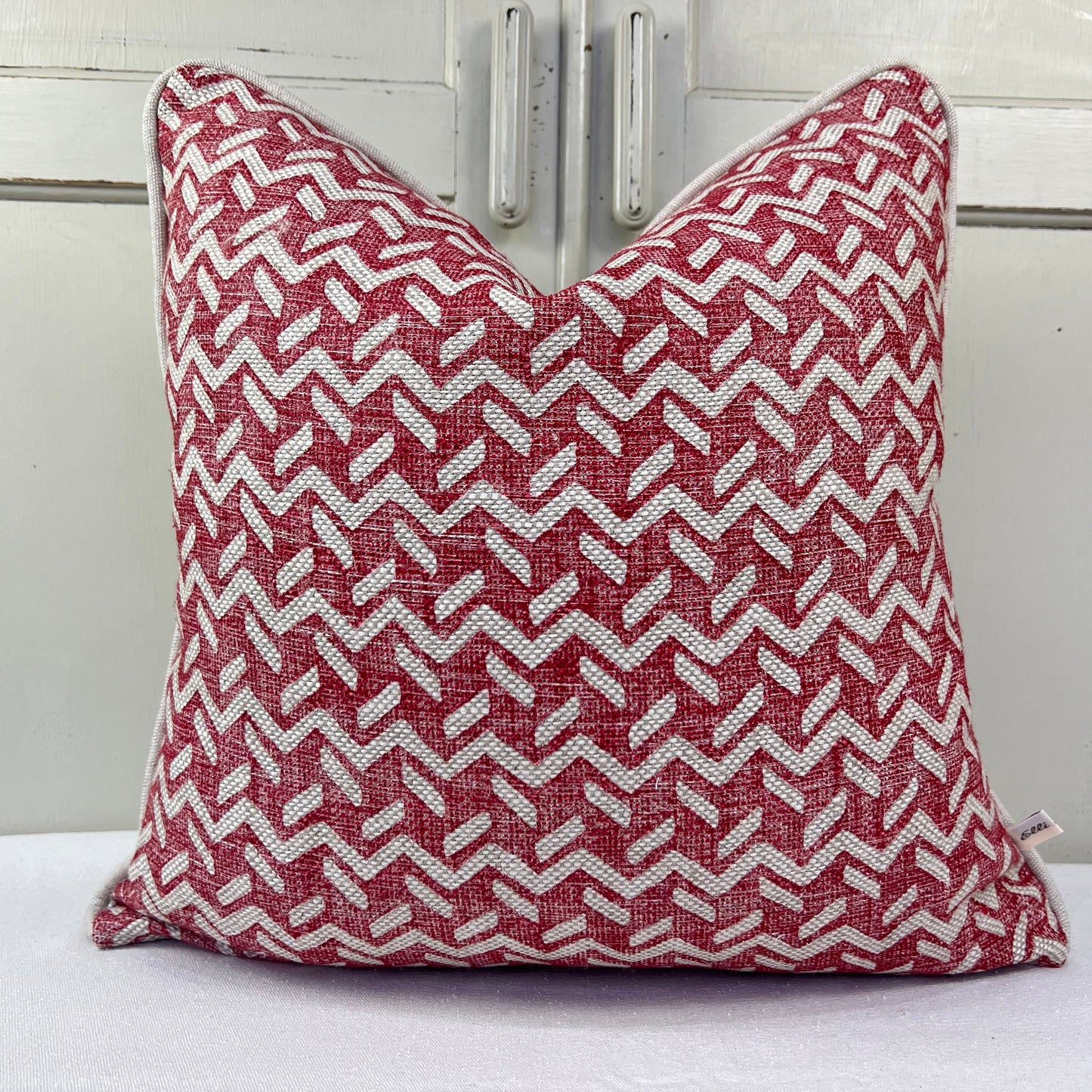 Cushions Made In Fermoie Chiltern Luxury Designer Decorative Neutral Red Linen Cushion Pillow Throw Cover