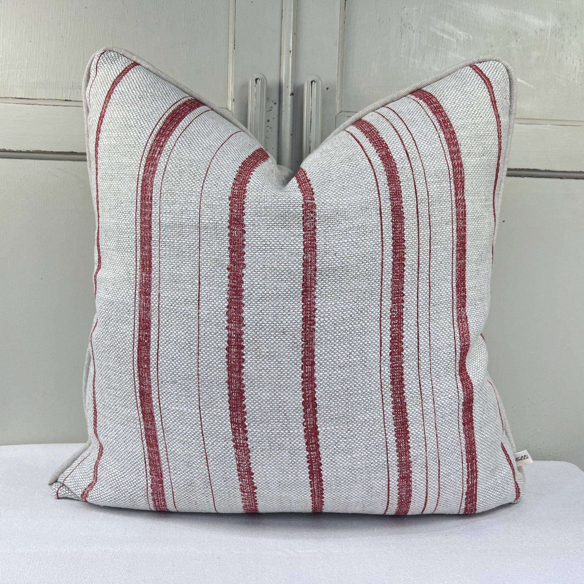 Cushions Made In Fermoie Carskiey Single Stripe Luxury Designer Decorative Neutral Red Linen Cushion Pillow Throw Cover