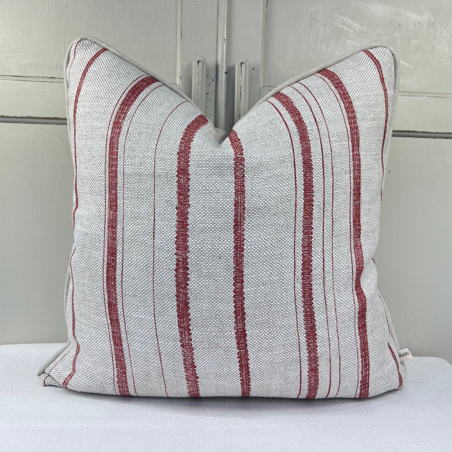 Cushions Made In Fermoie Carskiey Single Stripe Luxury Designer Decorative Neutral Red Linen Cushion Pillow Throw Cover