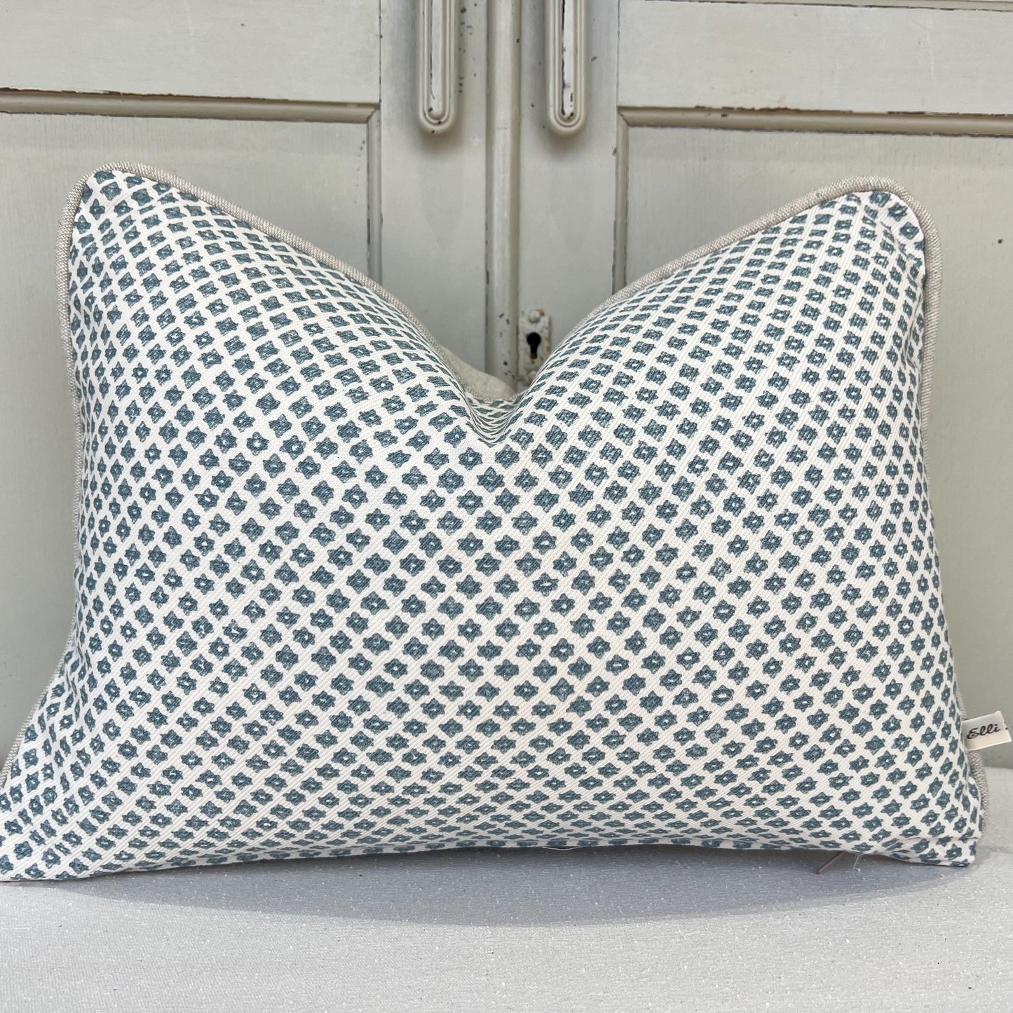 Cushions Made In Fermoie Marden Luxury Designer Decorative Blue Cream Cotton Cushion Pillow Throw Cover