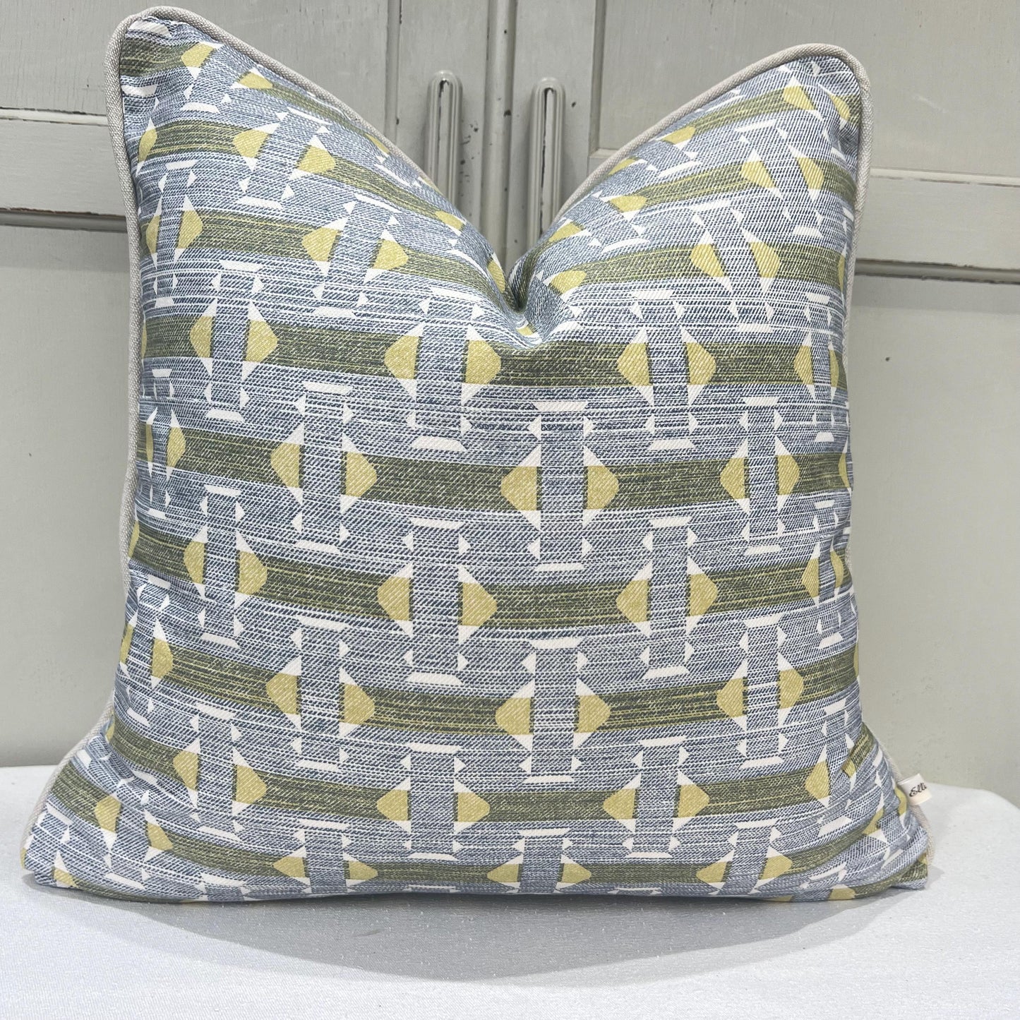 Cushions Made In Fermoie Sicily Luxury Designer Decorative Blue Yellow Cotton Decor Cushion Pillow Throw Cover