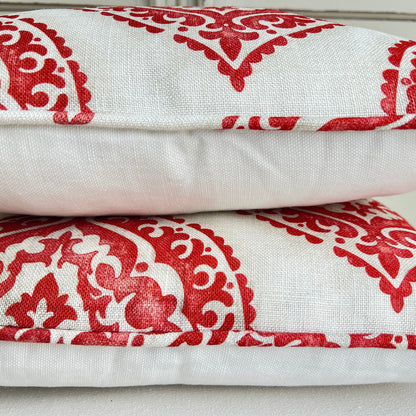 Jane Churchill Blakewater Designer Linen Red Fabric Sofa Cushion Pillow Cover Throw