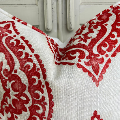 Jane Churchill Blakewater Designer Linen Red Fabric Sofa Cushion Pillow Cover Throw