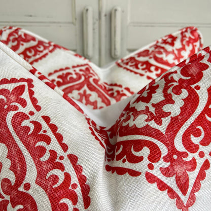 Jane Churchill Blakewater Designer Linen Red Fabric Sofa Cushion Pillow Cover Throw