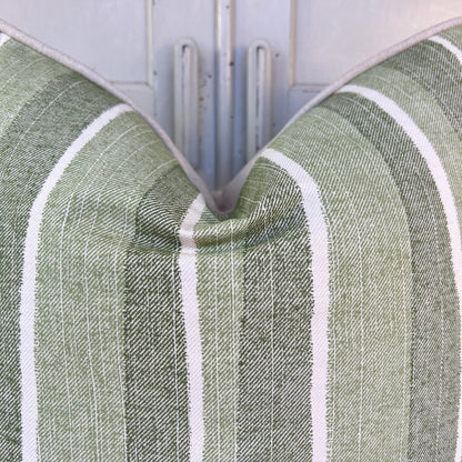 Cushions Made In Fermoie Orchard Stripe Luxury Designer Decorative Neutral Green Cotton Cushion Pillow Throw Cover