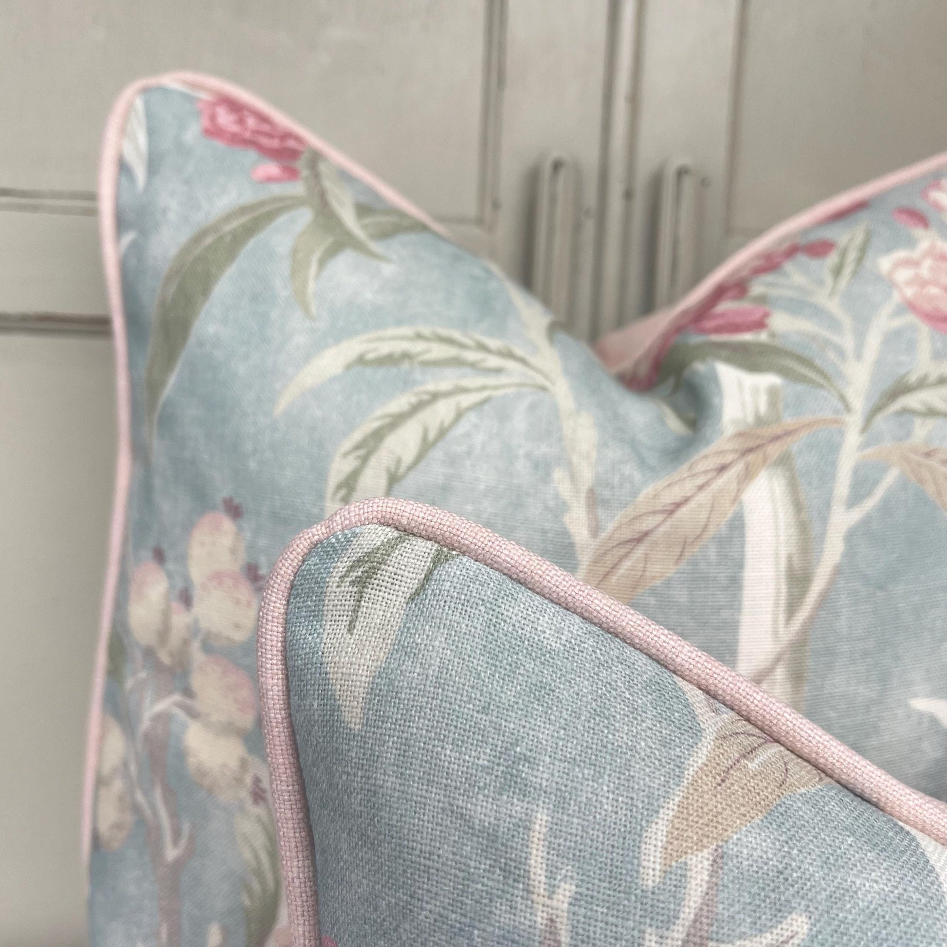 Colefax and Fowler OLeander Luxury Designer Blue Pink Decorative Cushion Pillow Cover