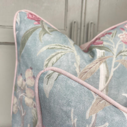 Colefax and Fowler OLeander Luxury Designer Blue Pink Decorative Cushion Pillow Cover