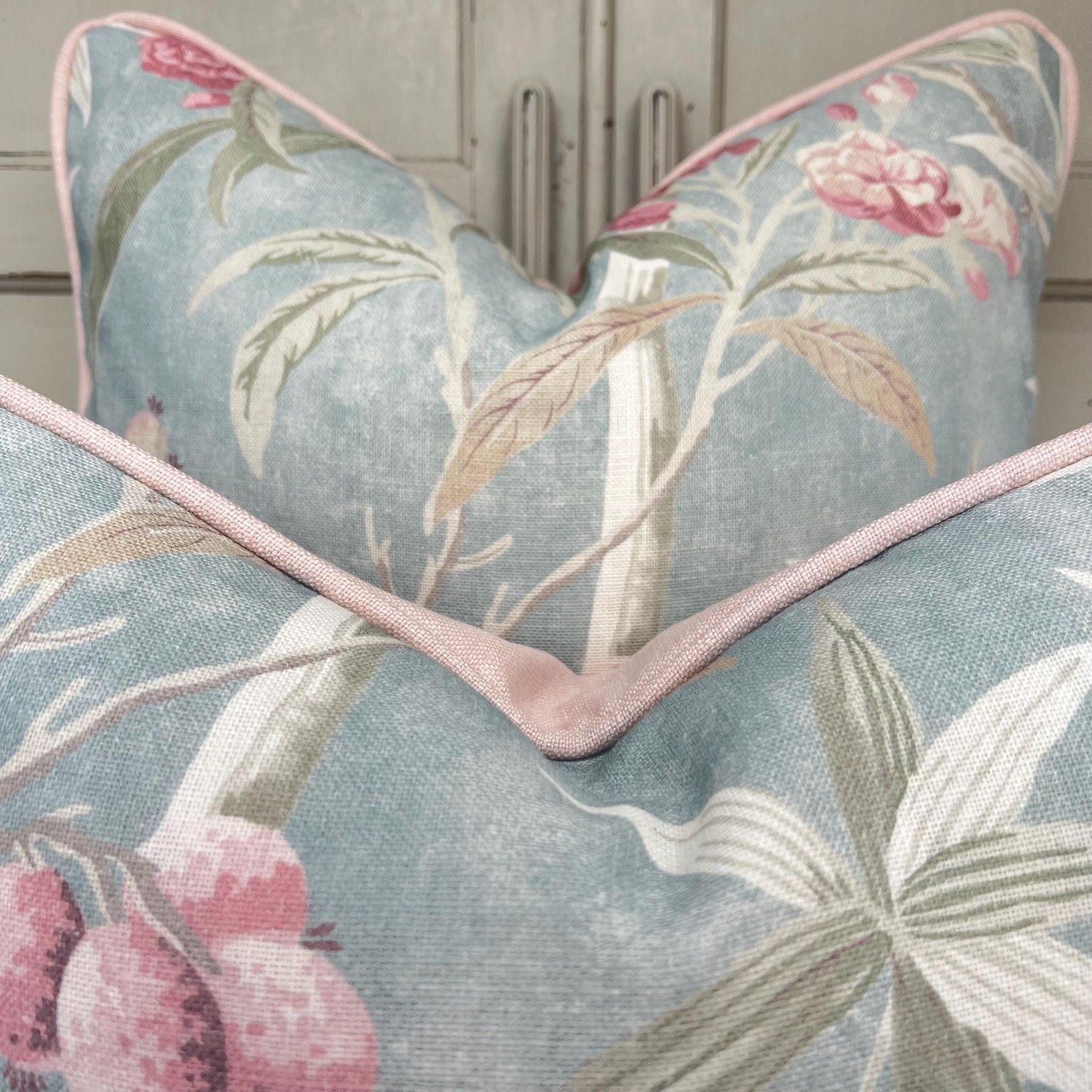 Colefax and Fowler OLeander Luxury Designer Blue Pink Decorative Cushion Pillow Cover