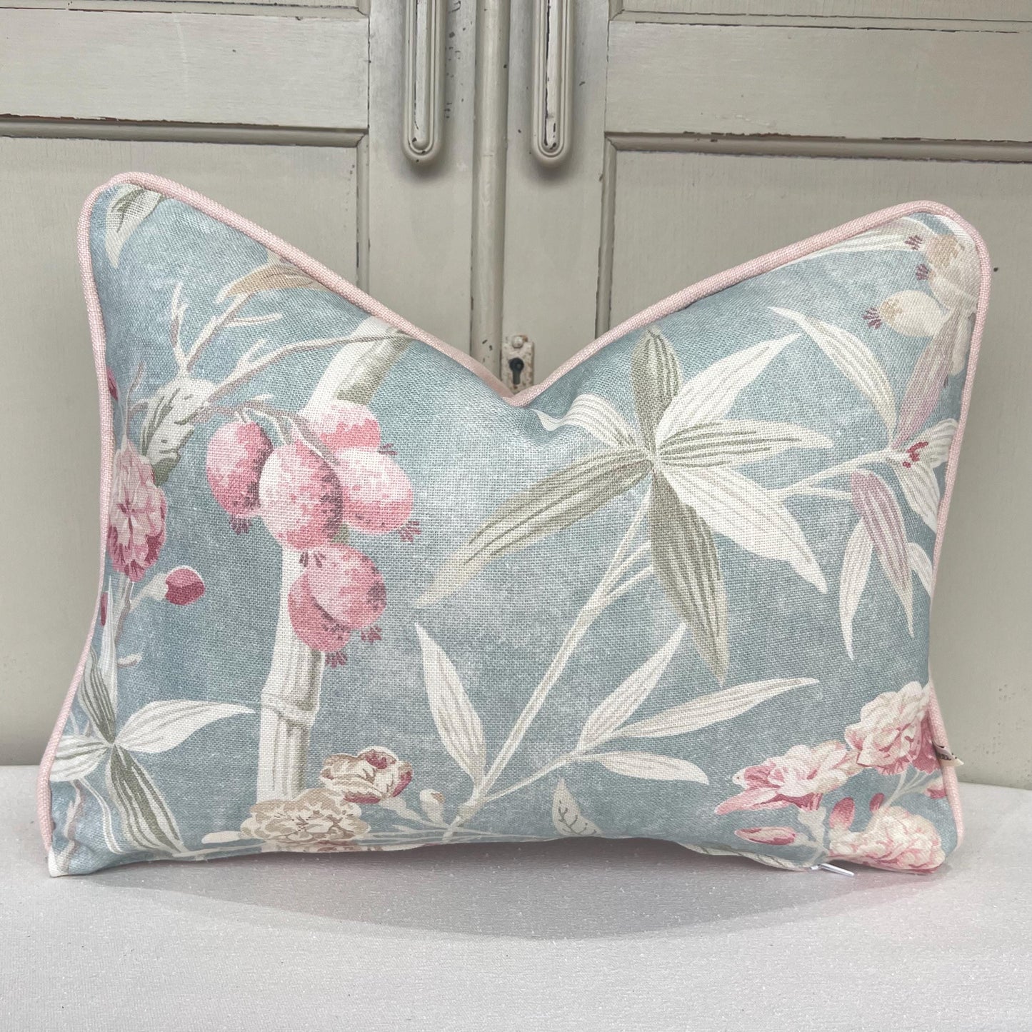 Colefax and Fowler OLeander Luxury Designer Blue Pink Decorative Cushion Pillow Cover