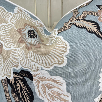Schumacher Luxury Designer Hothouse Flowers Pale Blue Cushion Pillow Cover