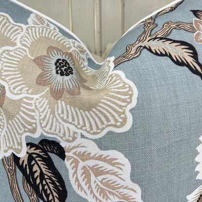 Schumacher Luxury Designer Hothouse Flowers Pale Blue Cushion Pillow Cover
