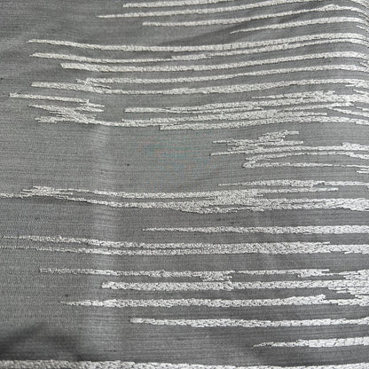 Luxury Designer Taupe Silver Embroidered Contemporary Cushion Pillow Throw Cover