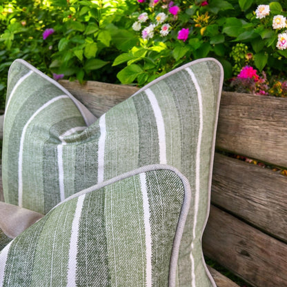 Cushions Made In Fermoie Orchard Stripe Luxury Designer Decorative Neutral Green Cotton Cushion Pillow Throw Cover