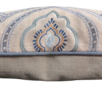 Colefax and Fowler Fabian Luxury Designer Embroidered Grey Blue Cushion Pillow Cover