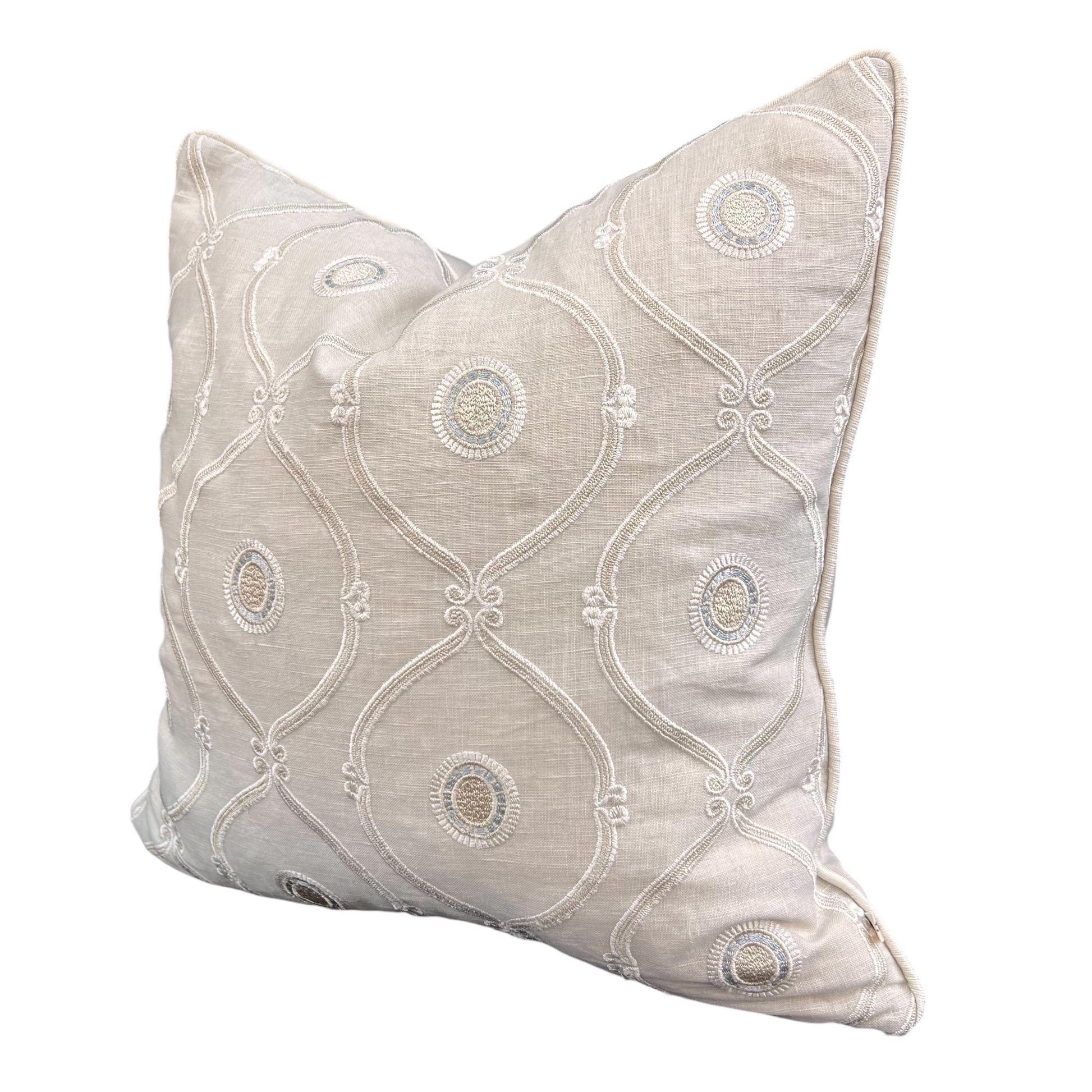 Colefax and Fowler Hayward Luxury Designer Embroidered Geometric Neutral Cushion Pillow Cover