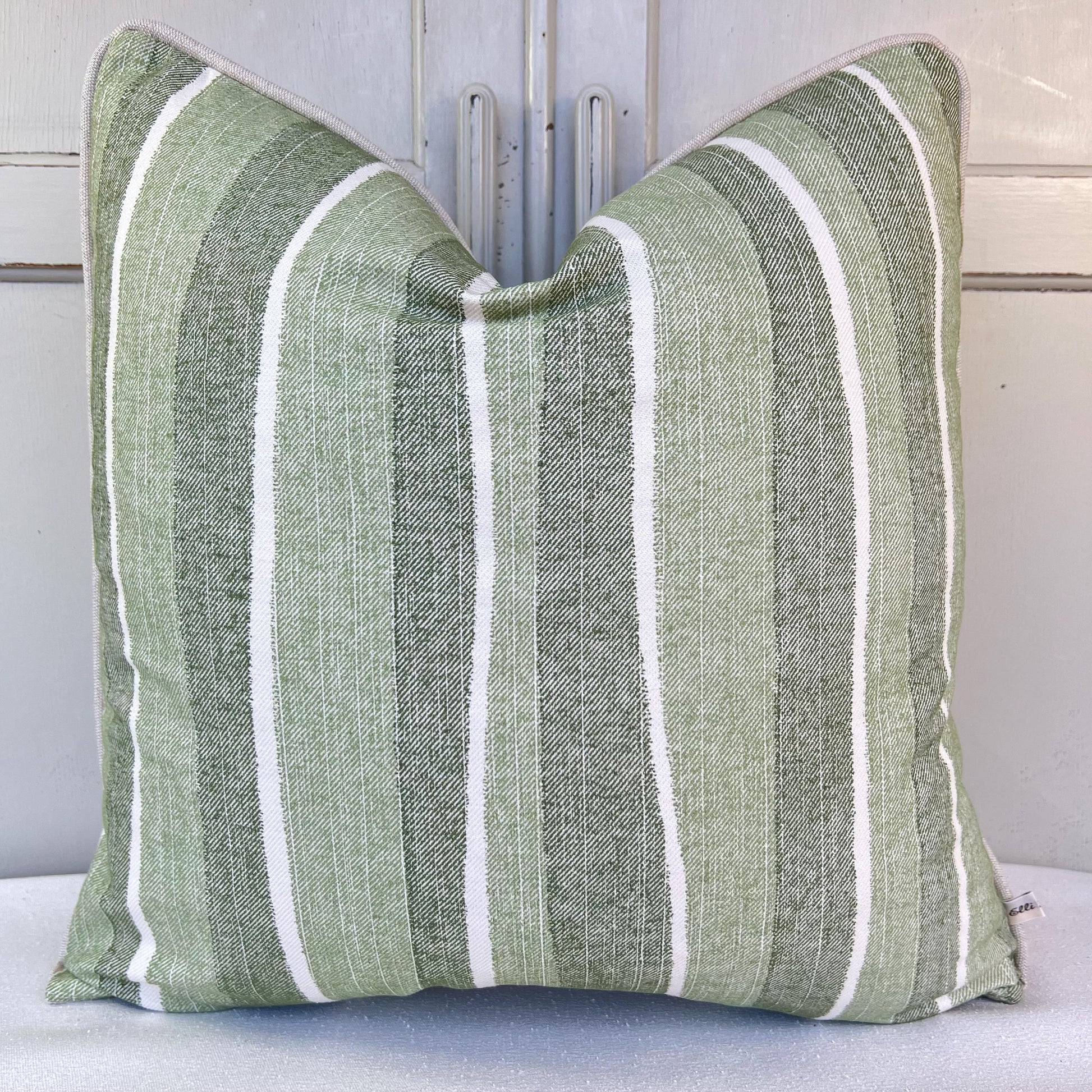 Cushions Made In Fermoie Orchard Stripe Luxury Designer Decorative Neutral Green Cotton Cushion Pillow Throw Cover