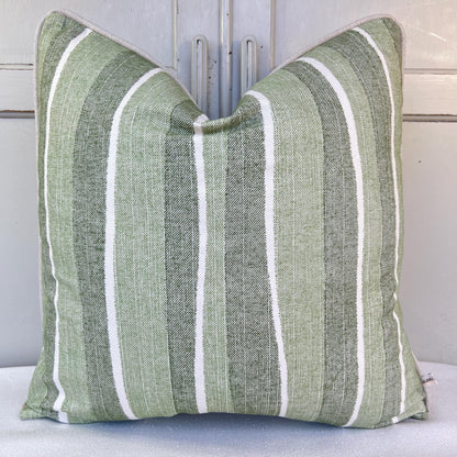 Cushions Made In Fermoie Orchard Stripe Luxury Designer Decorative Neutral Green Cotton Cushion Pillow Throw Cover