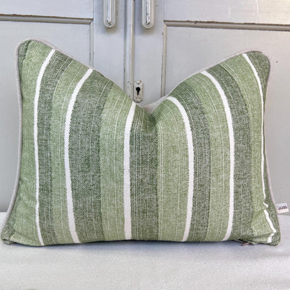 Cushions Made In Fermoie Orchard Stripe Luxury Designer Decorative Neutral Green Cotton Cushion Pillow Throw Cover