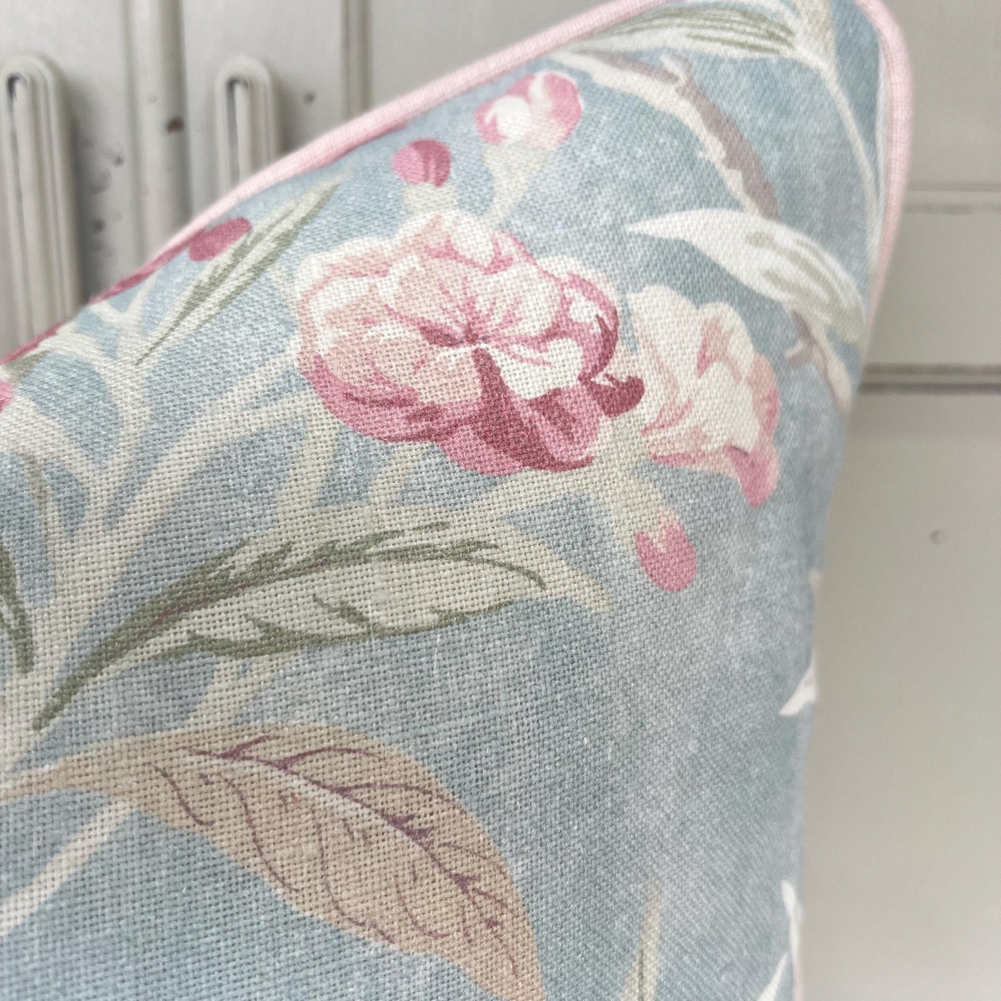 Colefax and Fowler OLeander Luxury Designer Blue Pink Decorative Cushion Pillow Cover