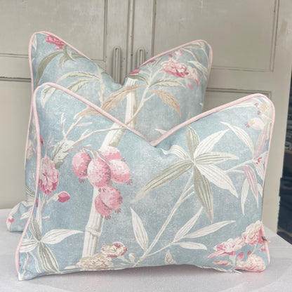 Colefax and Fowler OLeander Luxury Designer Blue Pink Decorative Cushion Pillow Cover
