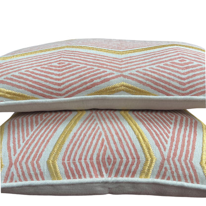 Jane Churchill Zhiri Embroidered Zig Zag Coral Gold Contemporary Cushion Cover