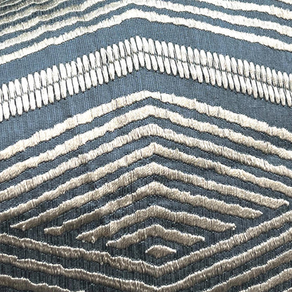 Jane Churchill Zhiri Embroidered Silk Zig Zag Blue Silver Contemporary Cushion Cover