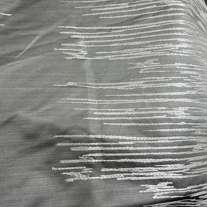 Luxury Designer Taupe Silver Embroidered Contemporary Cushion Pillow Throw Cover