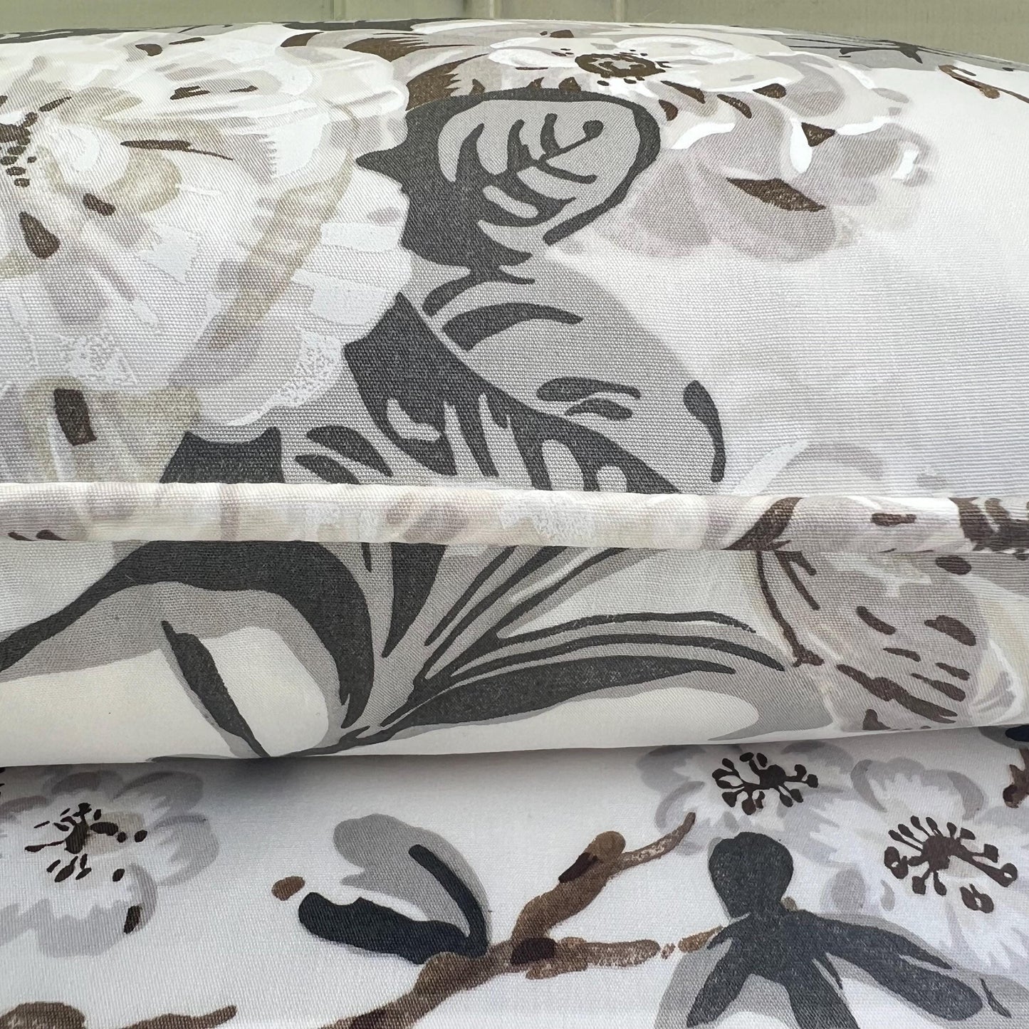 Schumacher Luxury Designer "Betty Chintz" Charcoal Floral White Grey Cushion Pillow Sofa Cover