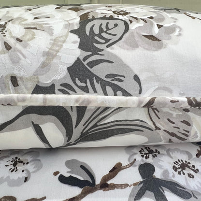Schumacher Luxury Designer "Betty Chintz" Charcoal Floral White Grey Cushion Pillow Sofa Cover
