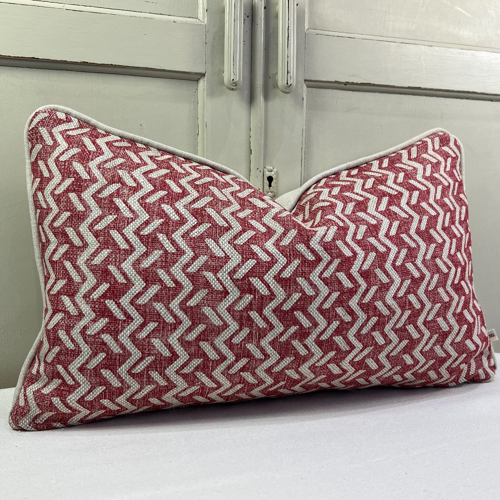 Cushions Made In Fermoie Chiltern Luxury Designer Decorative Neutral Red Linen Cushion Pillow Throw Cover