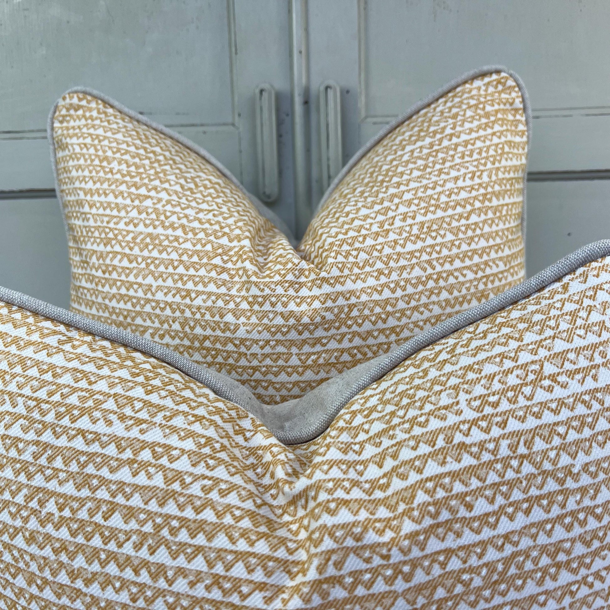 Fermoie Mendip Luxury Designer Decorative Yellow Neutral Cotton Cushion Pillow Throw Cover