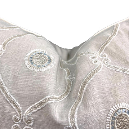 Colefax and Fowler Hayward Luxury Designer Embroidered Geometric Neutral Cushion Pillow Cover