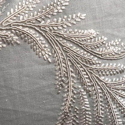 Colefax and Fowler Lavinia Luxury Designer Embroidered Pale Blue Neutral Cushion Pillow Cover