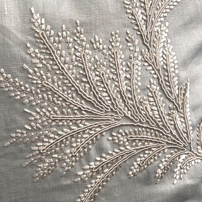 Colefax and Fowler Lavinia Luxury Designer Embroidered Pale Blue Neutral Cushion Pillow Cover