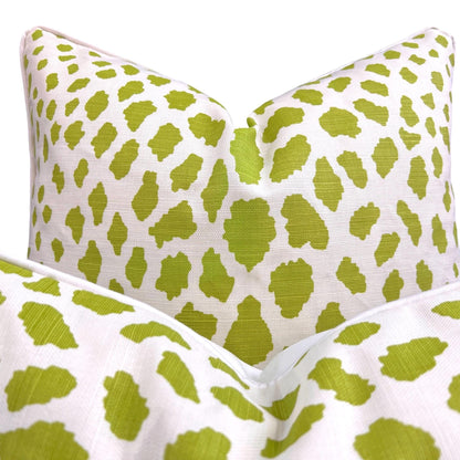 Luxury Designer Quadrille Cheetah Green Fabric Cushion Pillow Throw Cover