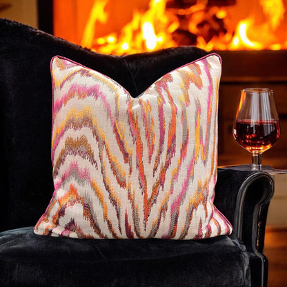 Zinc Valenza Luxury Designer Contemporary Orange Pink Mustard Cushion Throw Pillow Cover