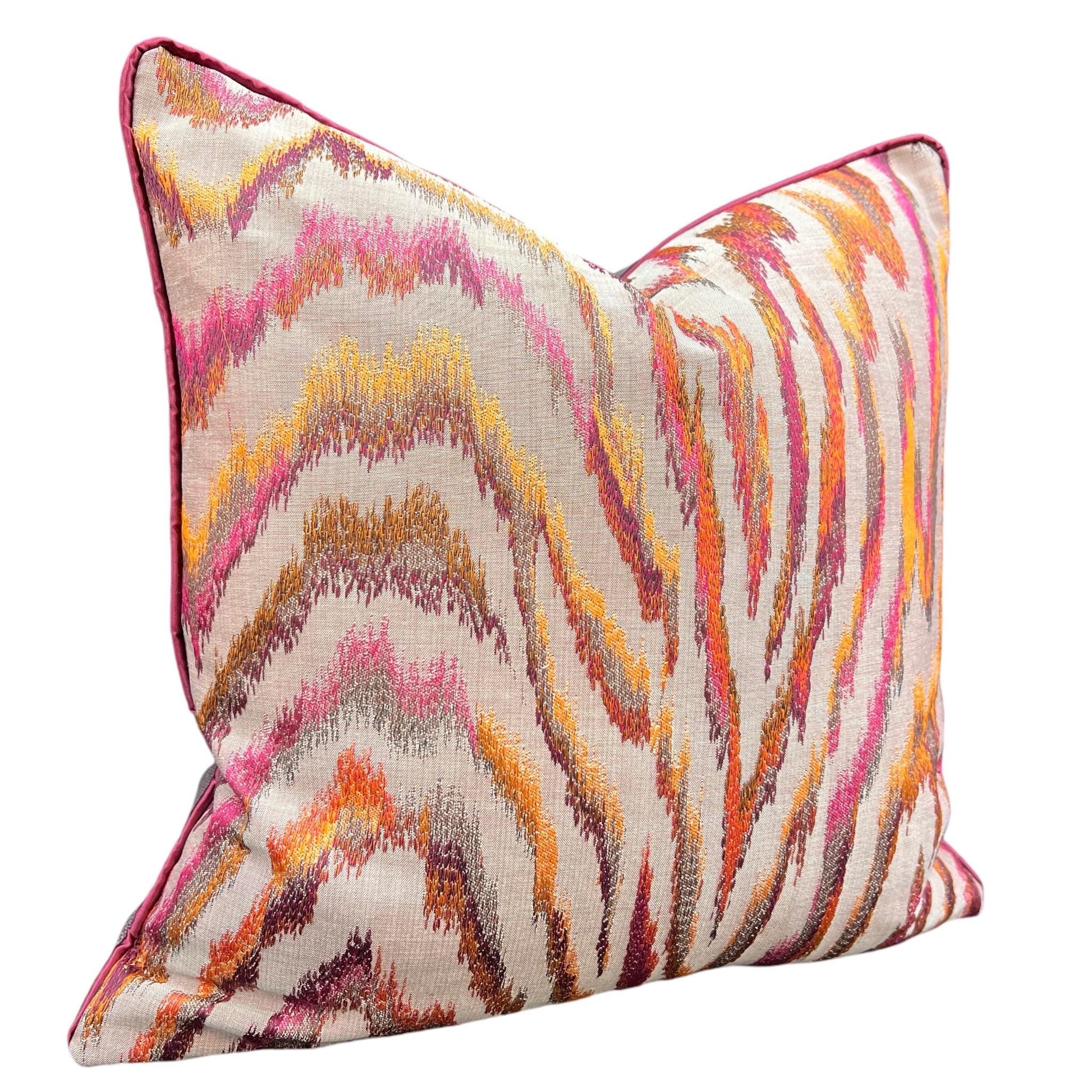 Zinc Valenza Luxury Designer Contemporary Orange Pink Mustard Cushion Throw Pillow Cover