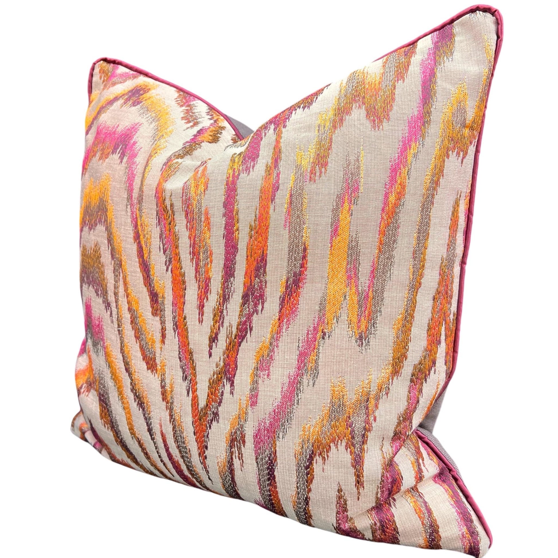 Zinc Valenza Luxury Designer Contemporary Orange Pink Mustard Cushion Throw Pillow Cover