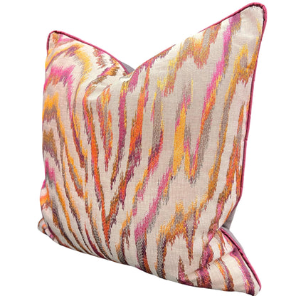 Zinc Valenza Luxury Designer Contemporary Orange Pink Mustard Cushion Throw Pillow Cover