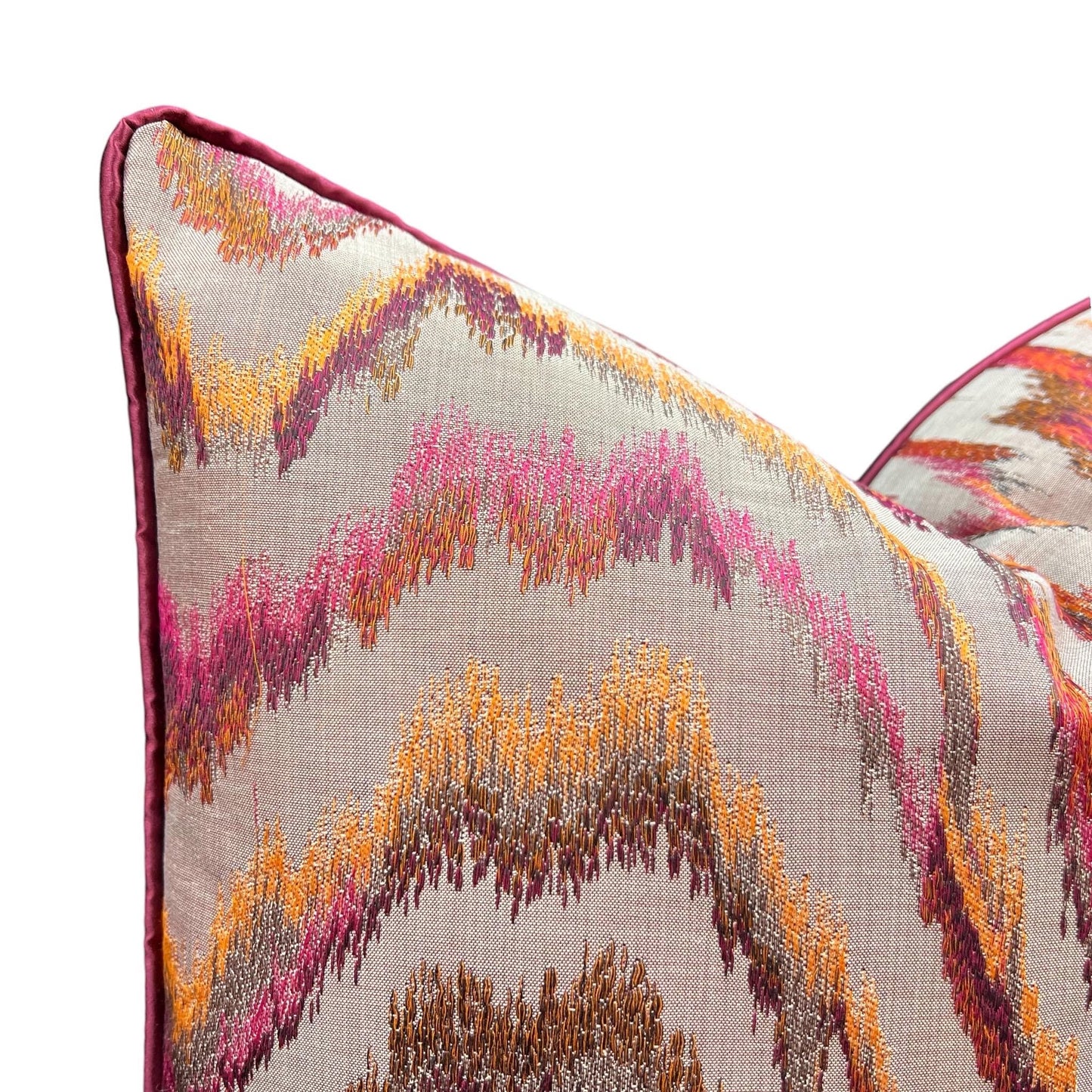 Zinc Valenza Luxury Designer Contemporary Orange Pink Mustard Cushion Throw Pillow Cover