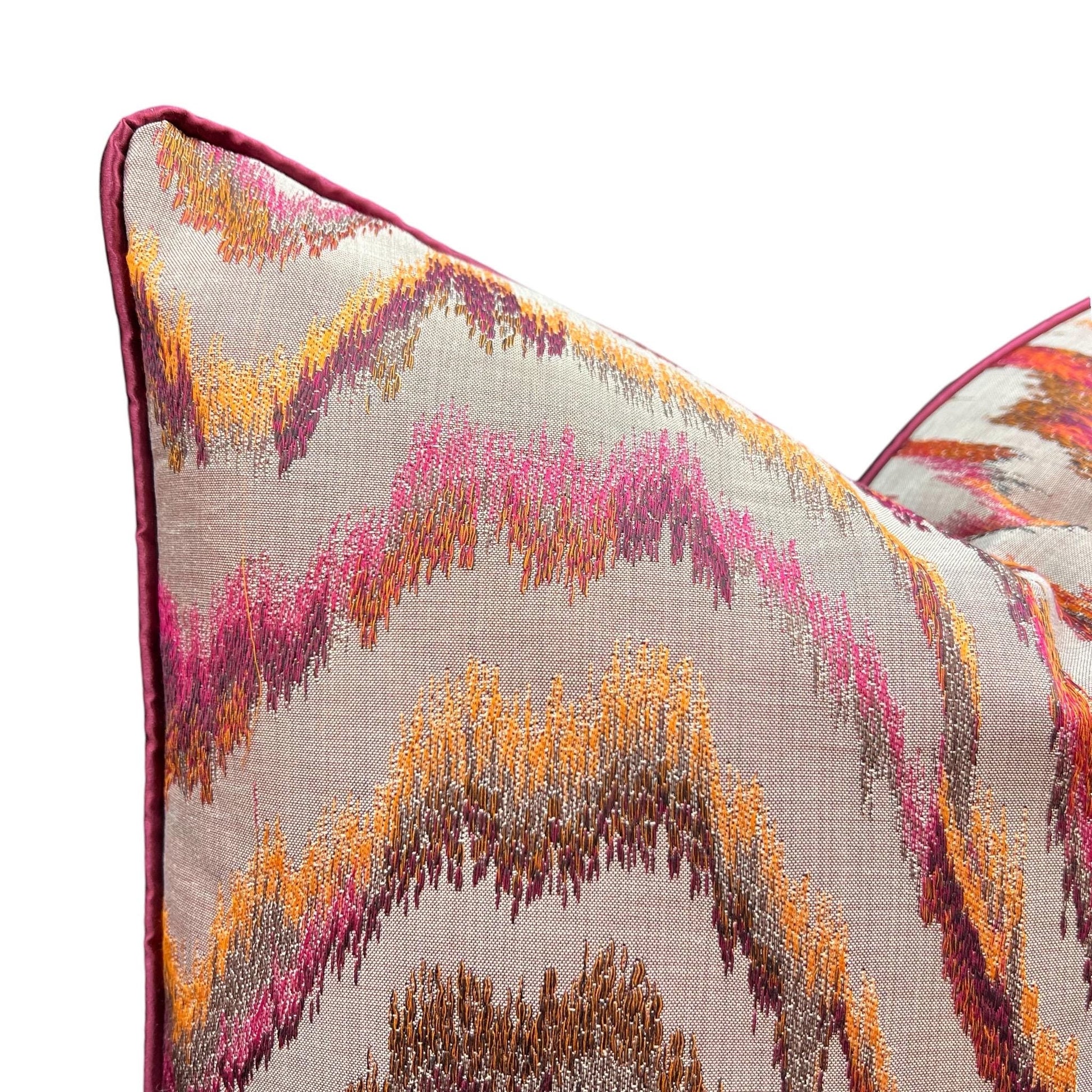 Zinc Valenza Luxury Designer Contemporary Orange Pink Mustard Cushion Throw Pillow Cover