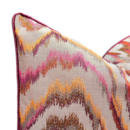 Zinc Valenza Luxury Designer Contemporary Orange Pink Mustard Cushion Throw Pillow Cover