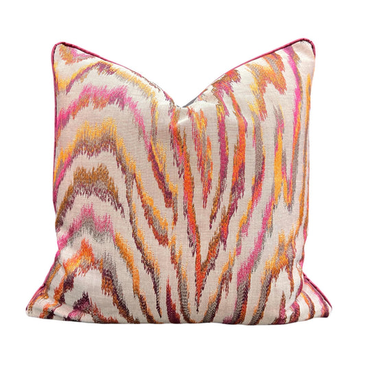 Zinc Valenza Luxury Designer Contemporary Orange Pink Mustard Cushion Throw Pillow Cover