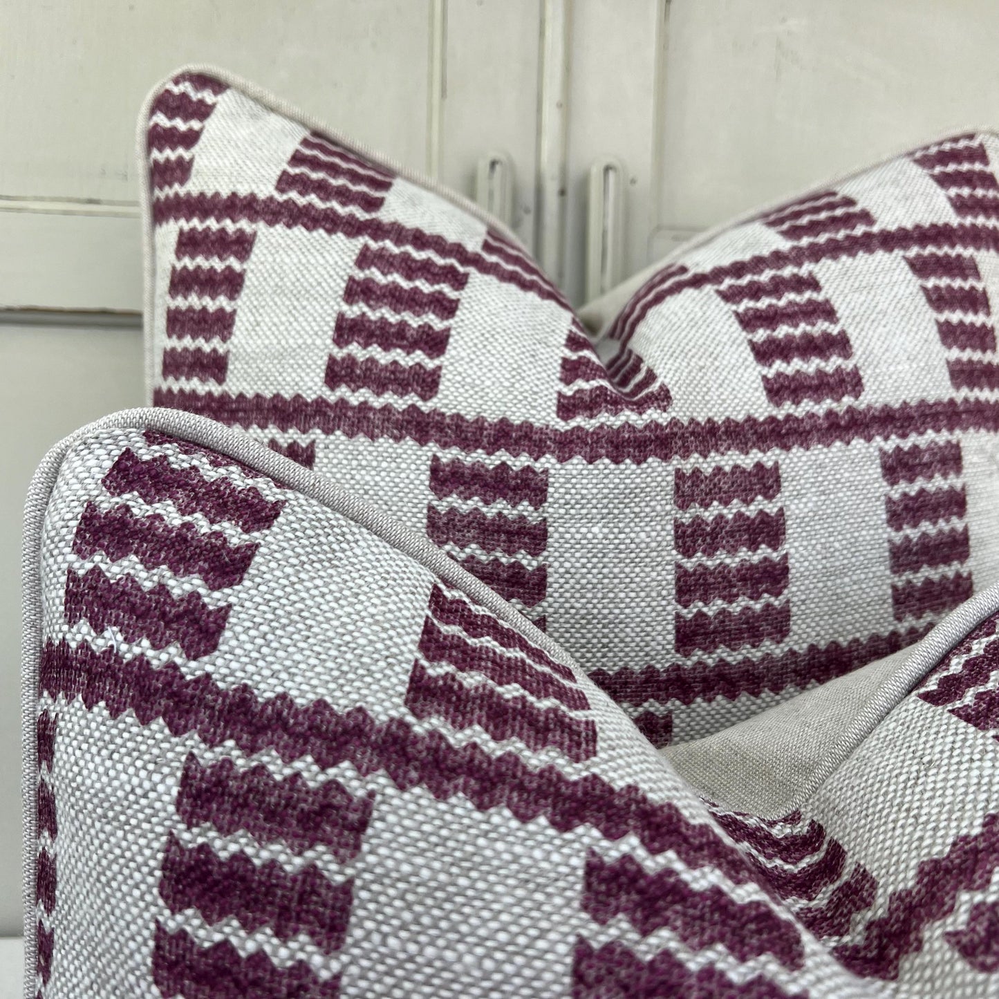 Cushions Made In Fermoie Cove Linen Luxury Designer Decorative Plum Neutral Cushion Pillow Throw Cover