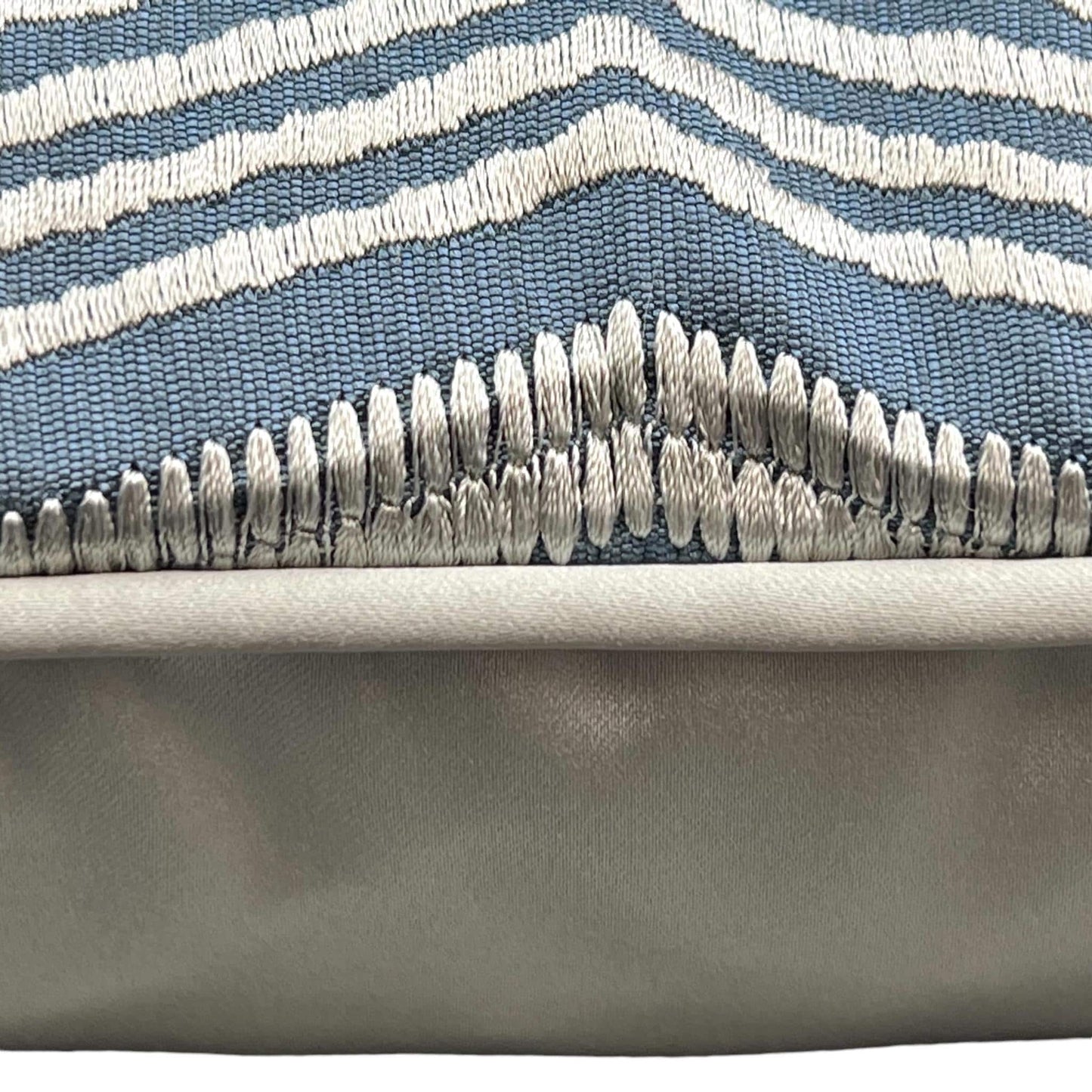 Jane Churchill Zhiri Embroidered Silk Zig Zag Blue Silver Contemporary Cushion Cover