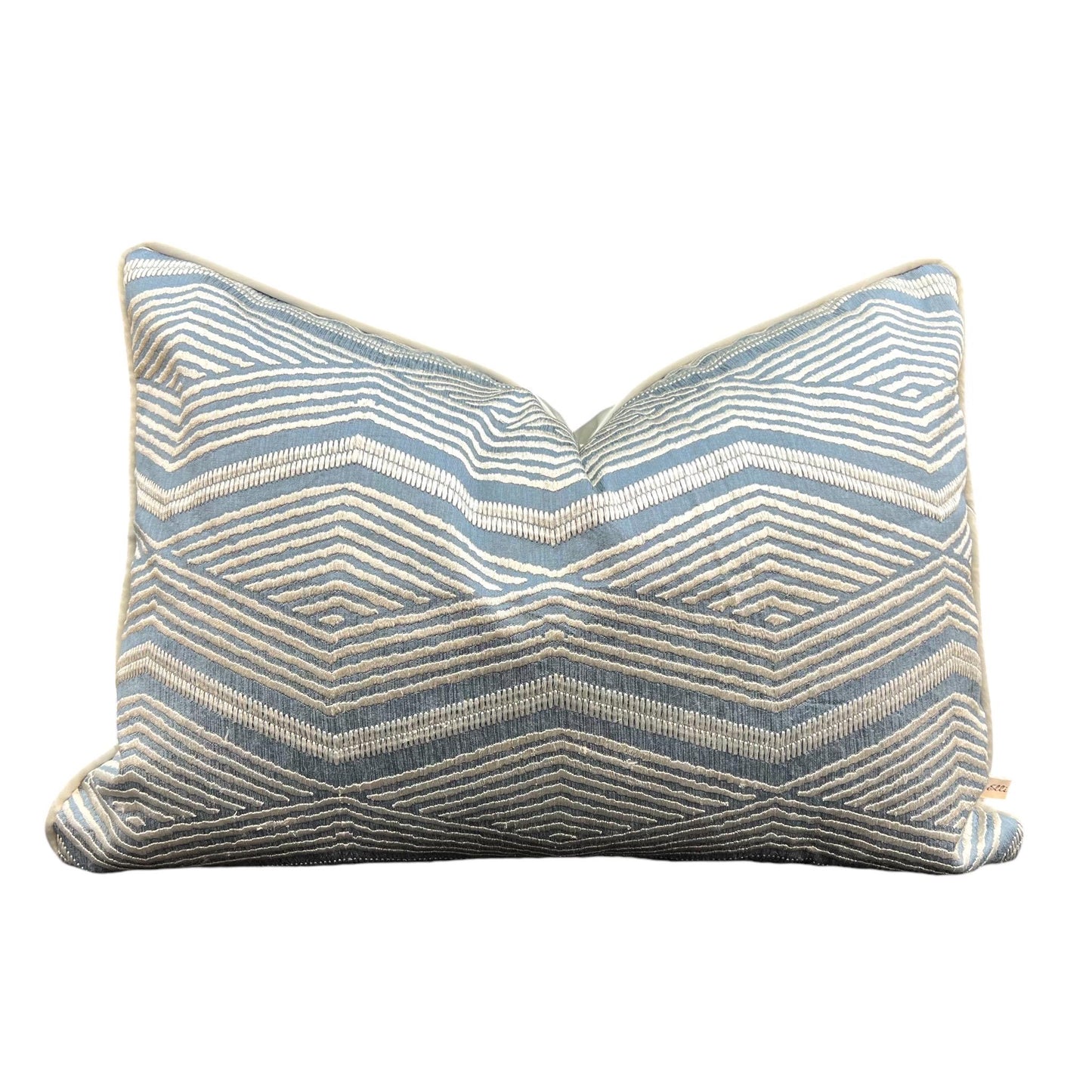 Jane Churchill Zhiri Embroidered Silk Zig Zag Blue Silver Contemporary Cushion Cover