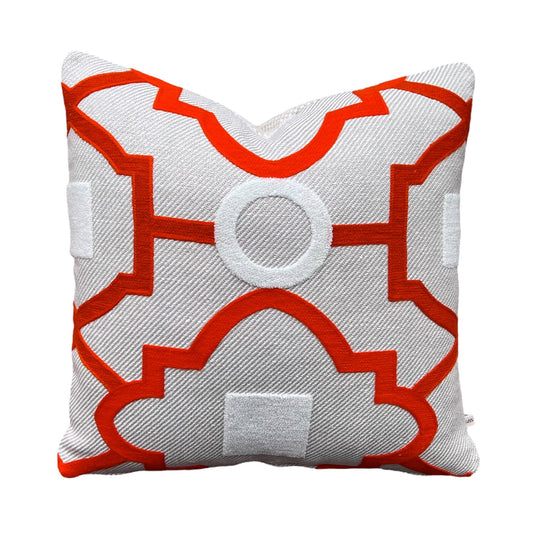 Luxury Designer Manuel Canovas Tanvi Orange Embroidery Textured Cushion Pillow Cover