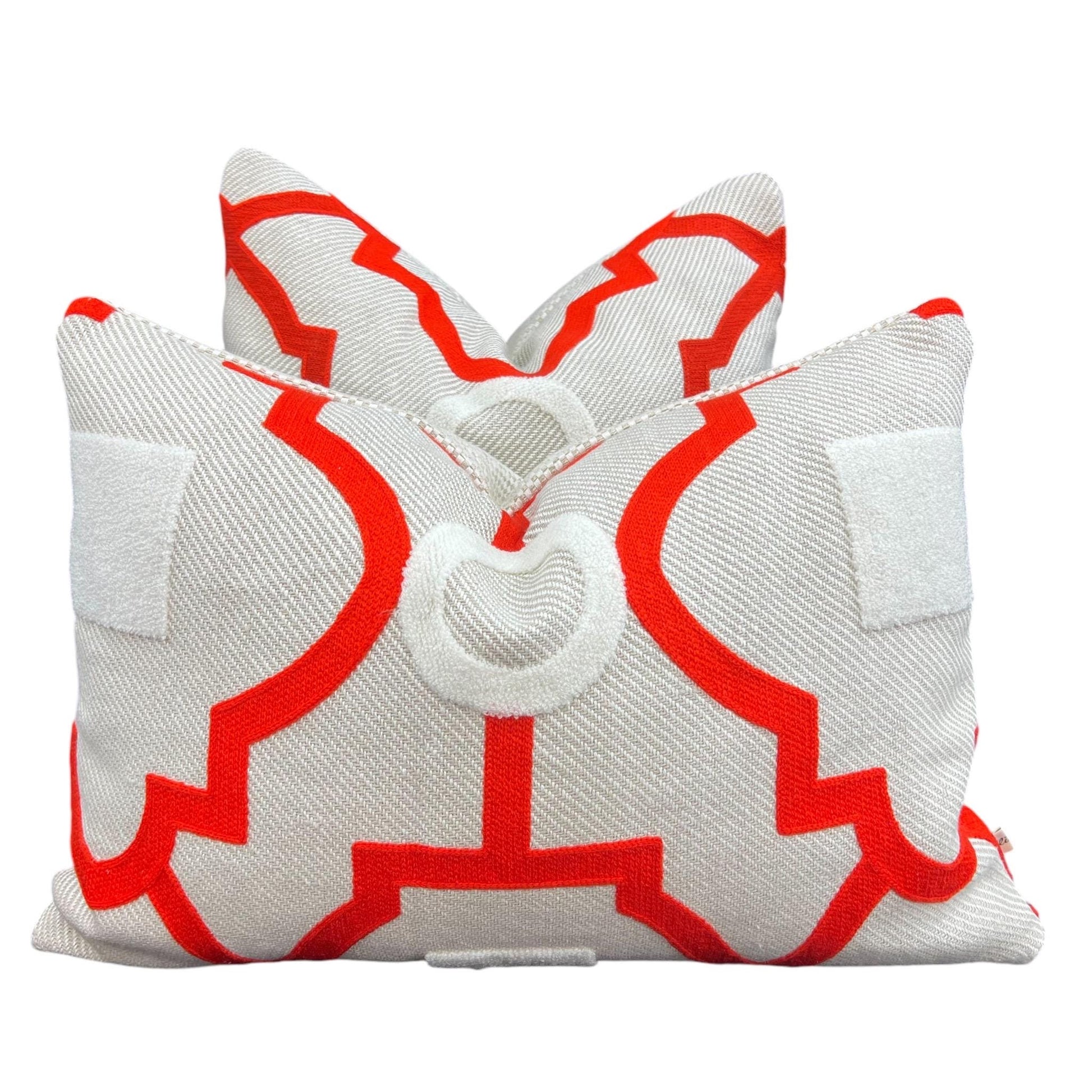 Luxury Designer Manuel Canovas Tanvi Orange Embroidery Textured Cushion Pillow Cover