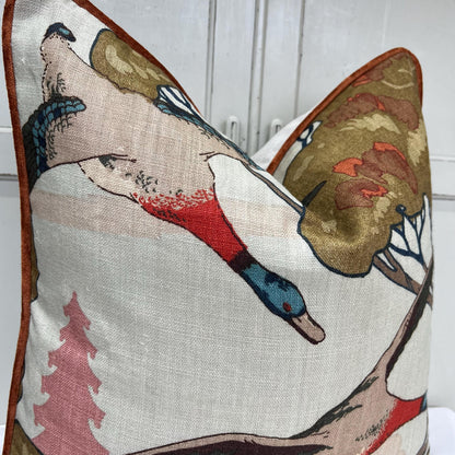 Mulberry Flying Ducks Sky Moss Luxury Designer Decorative Lumbar Cushion Pillow Cover